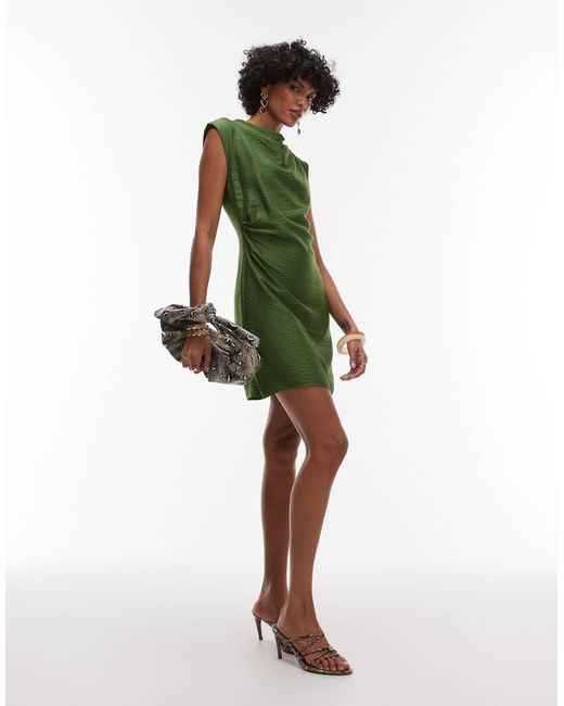 green emerald velvet dress Green Ruched Cowl Neck Mini Homecoming Dresses PH415