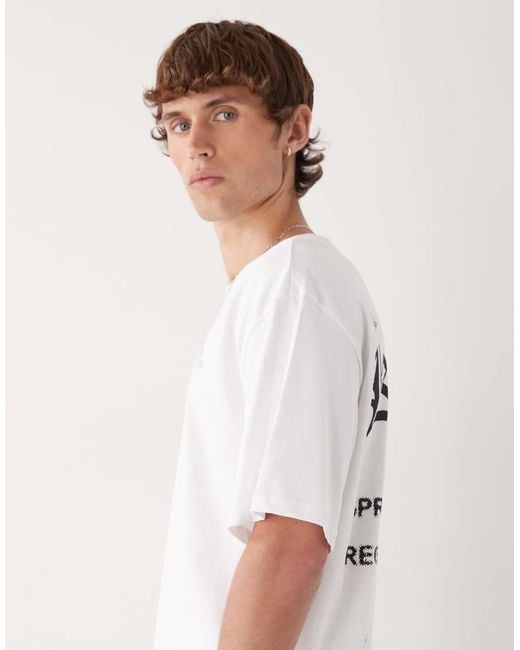 Camiseta Blanca Extragrande Con Estampado De Palmera En El Pecho Y La Espalda De Karlkani de hombre de color White