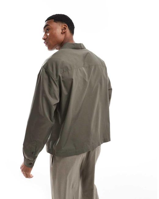 Camicia Oversize Squadrata Color Kaki di ASOS in Gray da Uomo