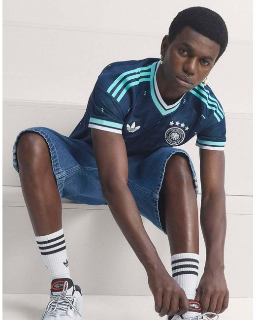 Adidas Originals Blue Germany 26 Away Authentic Jersey for men