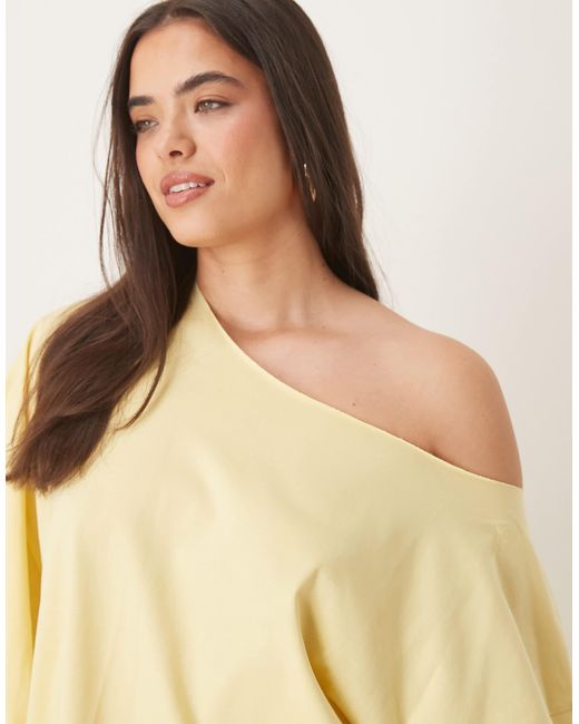 ASOS Natural Asos Design Curve Slouchy Off Shoulder Oversized Tee