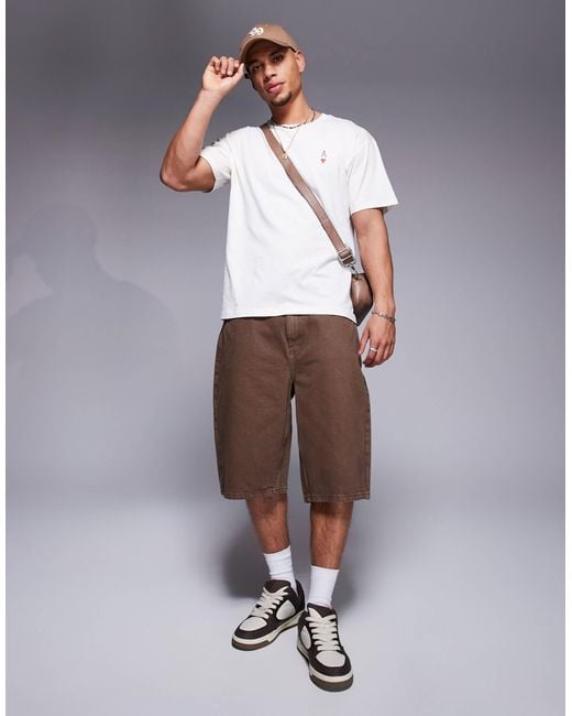 Bershka – weite jeans-shorts in White für Herren