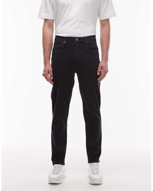 Vaqueros Lavado Elásticos De Corte Tapered De Topman de hombre de color Black