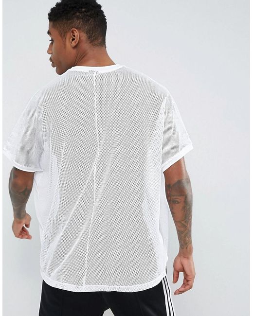 Extreme Oversized T-shirt In White Mesh 