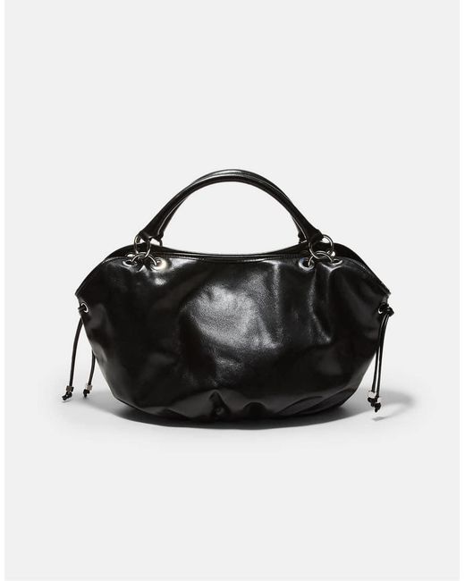 Stradivarius Black Round Shopper Bag With Metal Details