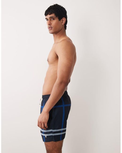 Barbour Blue Twain Tartan Check Logo Swim Short for men
