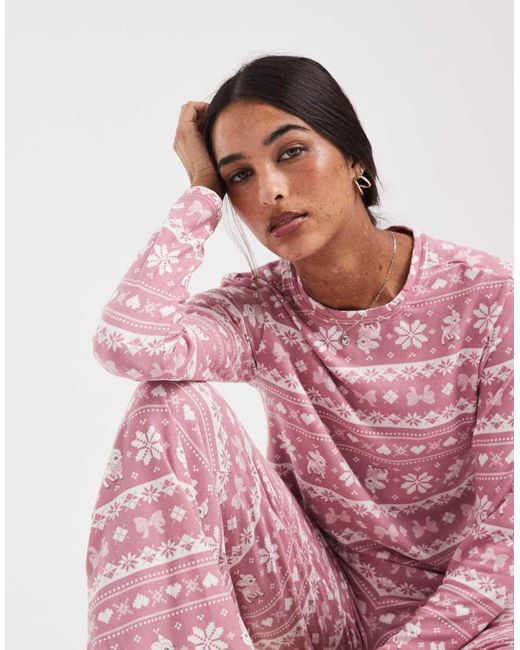 Hollister Pink Scoop Neck Long Sleeve Pyjama Top