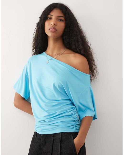 Collusion Blue Off Shoulder Drapey Top