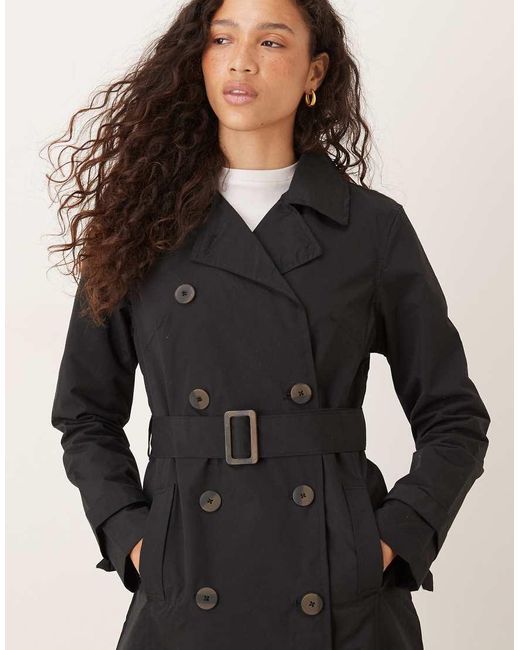 Brave Soul Blue Double Breasted Belted Trench Coat
