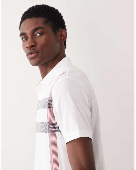Barbour White Blaine Short Sleeve Tartan Check Polo Shirt for men