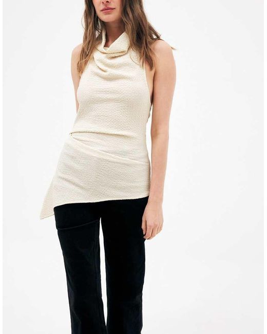 NA-KD Natural Structured Halterneck Top