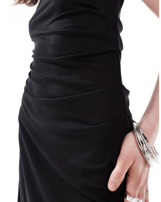 Weekday Black Hera Asymmetric Shoulder Mini Dress