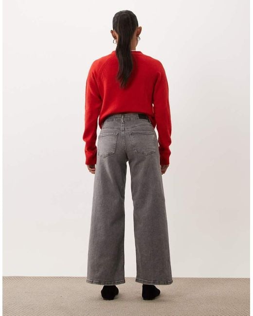 JDY Petite Red Felina High Waist Wide Leg Jeans