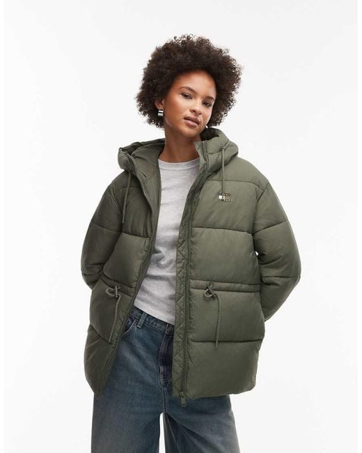 Tommy Hilfiger Green Midi Puffer Jacket