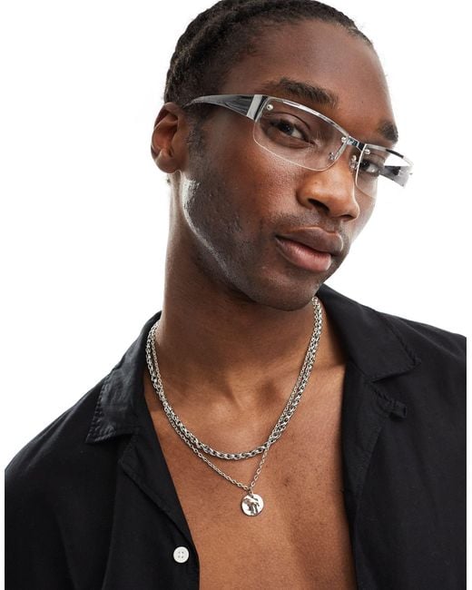 ASOS Brown Rimless Sunglasses With Lens for men