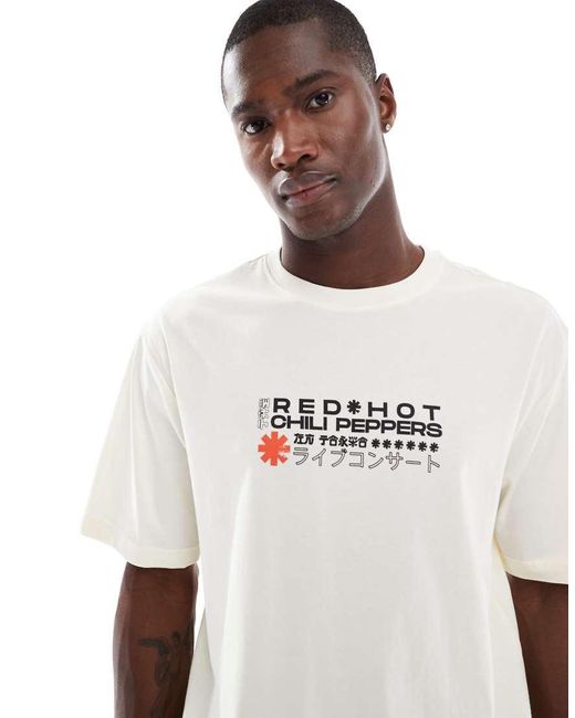 Camiseta Color Crudo Extragrande Con Estampado De Hot Chilli Peppers De -Blanco Only & Sons de hombre de color White