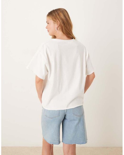 ASOS White Boxy Tee With Seam Detail