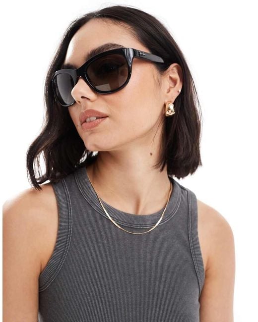 Ray-Ban Black Pointed Round Sunglasses