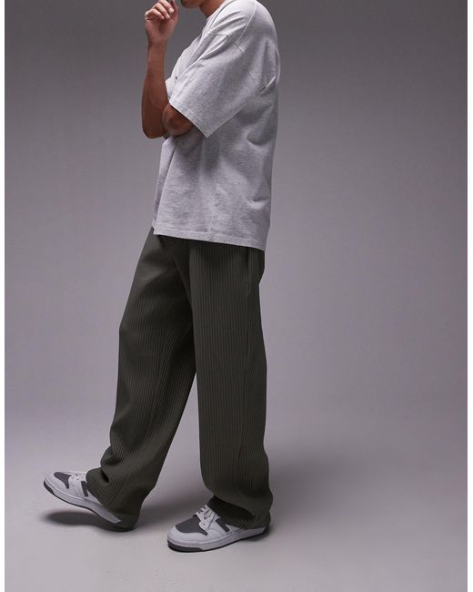 Pantalon ample plissé - kaki Topman pour homme en coloris Gray