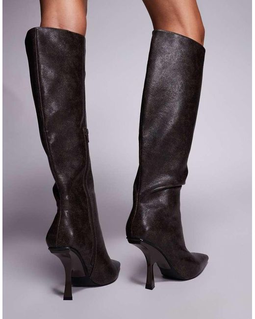 Public Desire Black Third Date High Heeled Knee Boots