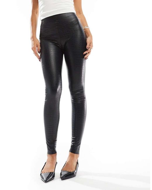 Commando White Faux Leather Leopard Print Croc Legging