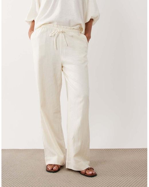 Nobody's Child Natural Fosse Linen Rich Drawstring Wide Leg Pants