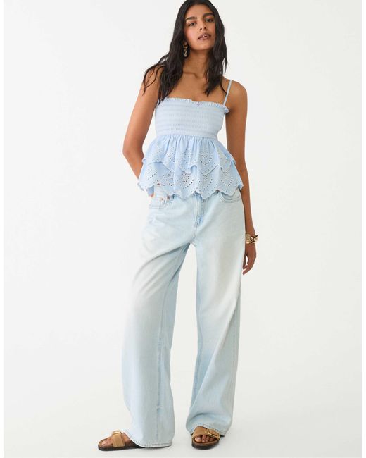 Stradivarius Blue – besticktes oberteil
