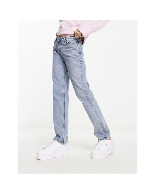 Monki Moop - Jeans Met Rechte Pijpen En Lage Taille in het Blue