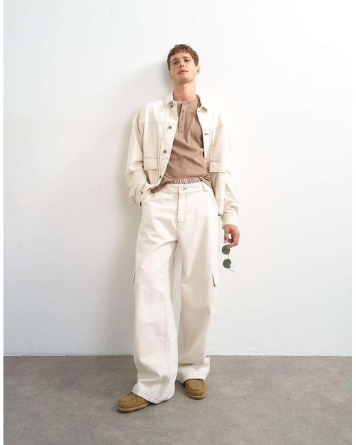Topman White Rigid baggy Fit Jean With Side Pockets for men