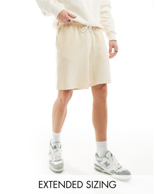 ASOS – oversize-shorts aus geripptem velours in White für Herren