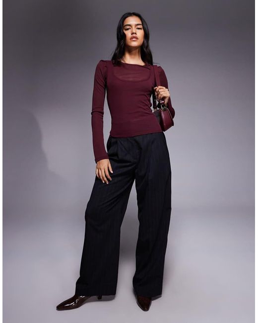 ASOS Purple Gauzy Sheer Double Layer Top