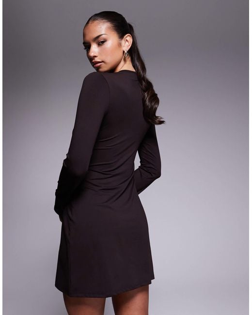 ASOS Long Sleeve Keyhole Cut Out Mini Dress in Purple | Lyst ASOS Long Sleeve Keyhole Cut Out Mini Dress in Purple | Lyst