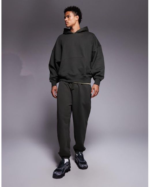ASOS Gray Premium Heavyweight Oversized Hoodie for men