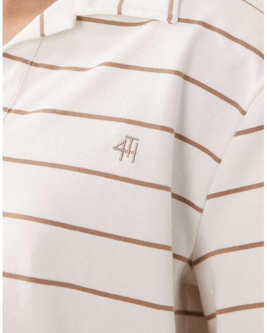 4th & Reckless White Cotton Shoulder Pad Detail Collared Polo Top