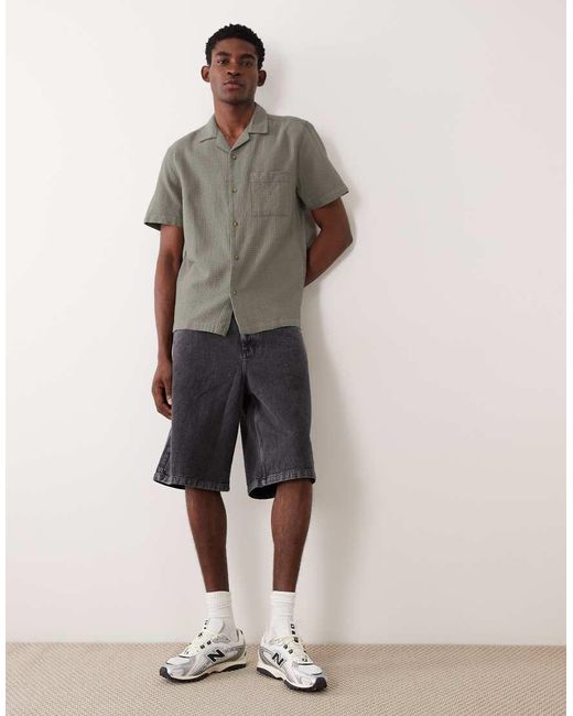 ASOS Gray Regular Fit Waffle Textured Shirt for men