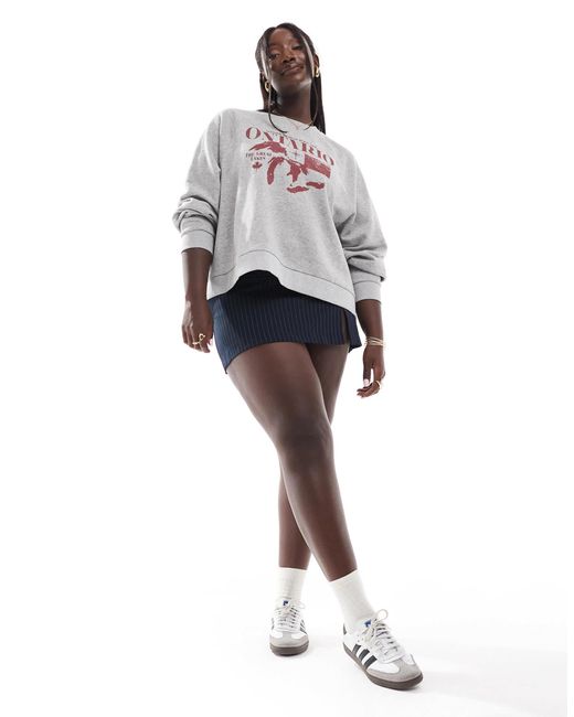 ASOS White Asos Design Curve Raglan Oversized Sweat With Ontario Graphic