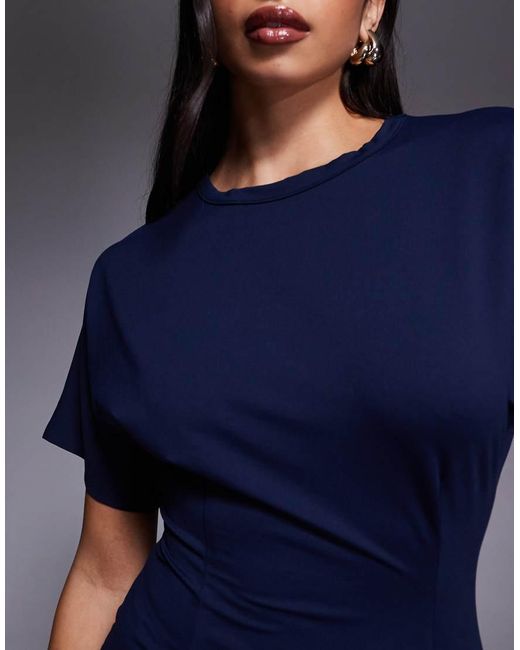 ASOS Blue T-shirt Front Seam Detail Midi Dress