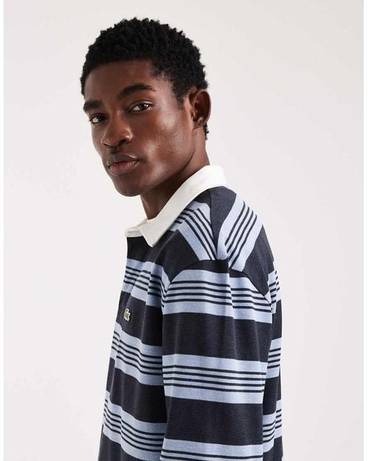 Lacoste Blue Stripe Rugby Shirt for men