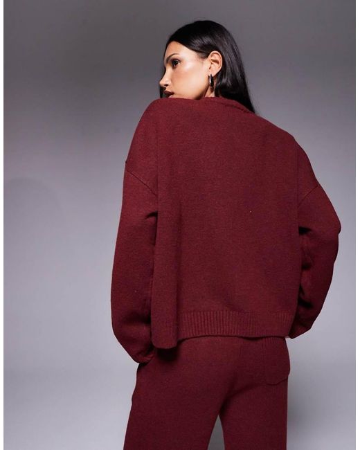 Kaiia Red Knitted Embroide Logo Zip Through Jumper Co-ord