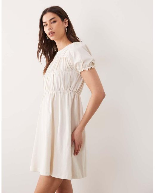 Miss Selfridge Natural Shirred Smock Mini Dress