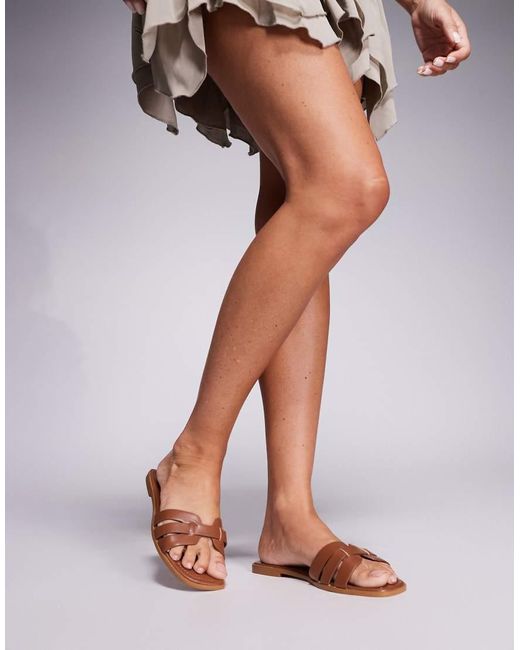SIMMI White Jorja Slip On Flat Sandals