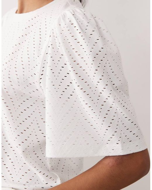 Jdy White Broderie Long Sleeve Top