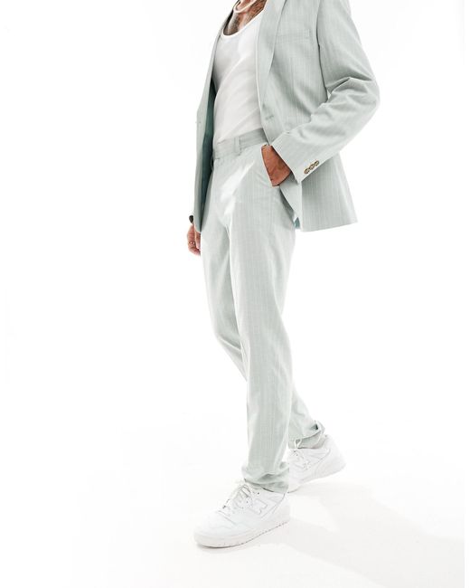 ASOS White Slim Linen Mix Suit Trouser for men