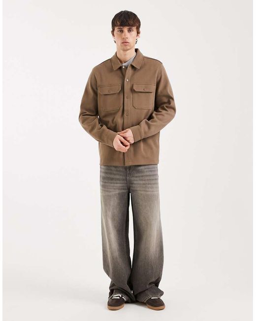 Threadbare Brown Pocket Front Shacket for men