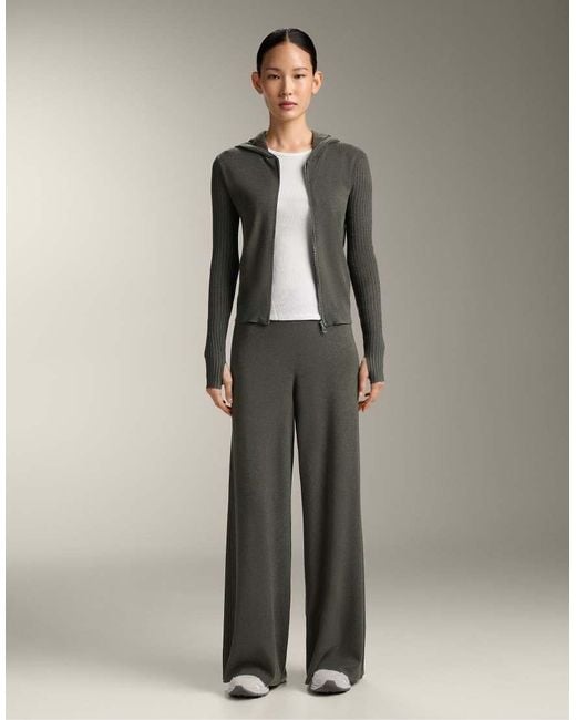 Oysho Gray Slim Fit Knit Jacket With Hood