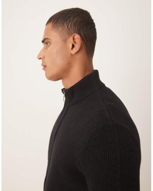 Barbour Black Milburn Zip Through Knitted Jumper for men