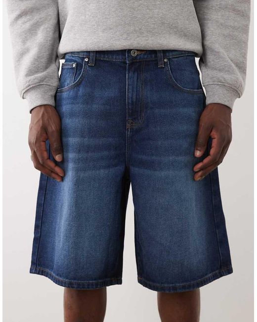 ASOS Blue Loose Denim Jorts for men