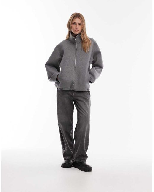 ARKET Gray High Neck Zip Up Jacket