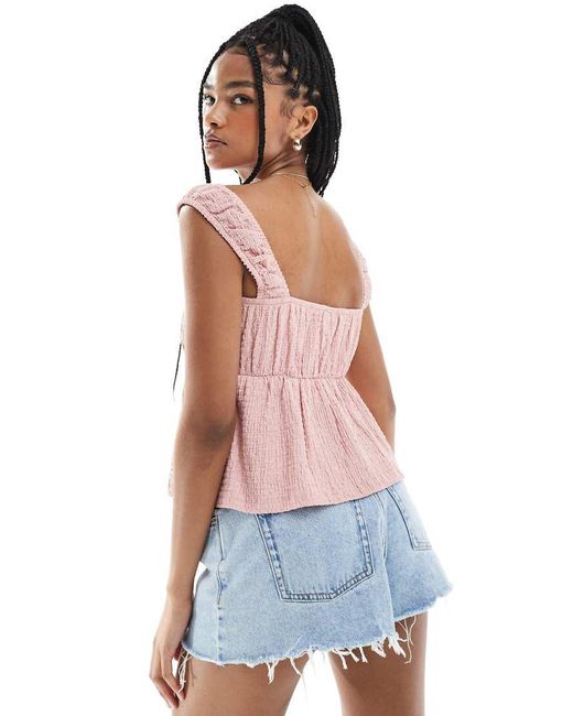 Top Rosa De Estilo Babydoll Con Acabado Texturizado De ASOS de color Multicolor