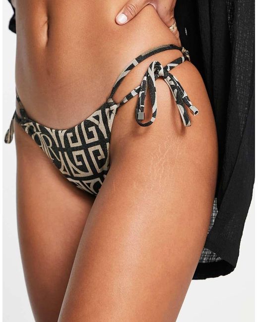 River Island Black Glitter Tie Side Bikini Brief